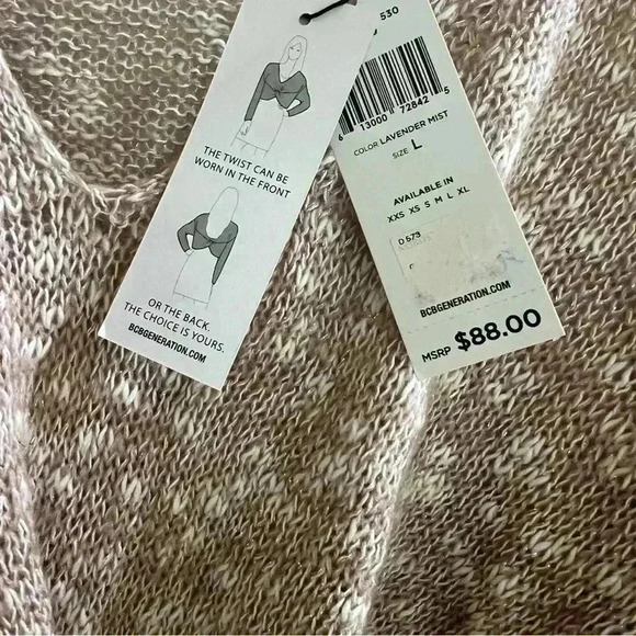 BCBGeneration Women's Lavender Mist Twist Hem V-Neck Crop Sweater Size multiple - Picture 4 of 9